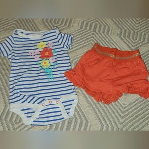 Cat and Jack bodysuit and matching shoets. Size 3-6mo.